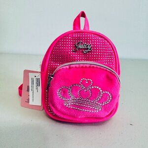 JUICY COUTURE BRIGHT PINK BARBIECORE STUDDED CONVERTIBLE MINI BACKPACK CROSSBODY